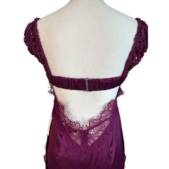For Love & Lemons Casey Maxi Dress in Purple Small New Womens Satin Gown - Picture 9 of 16